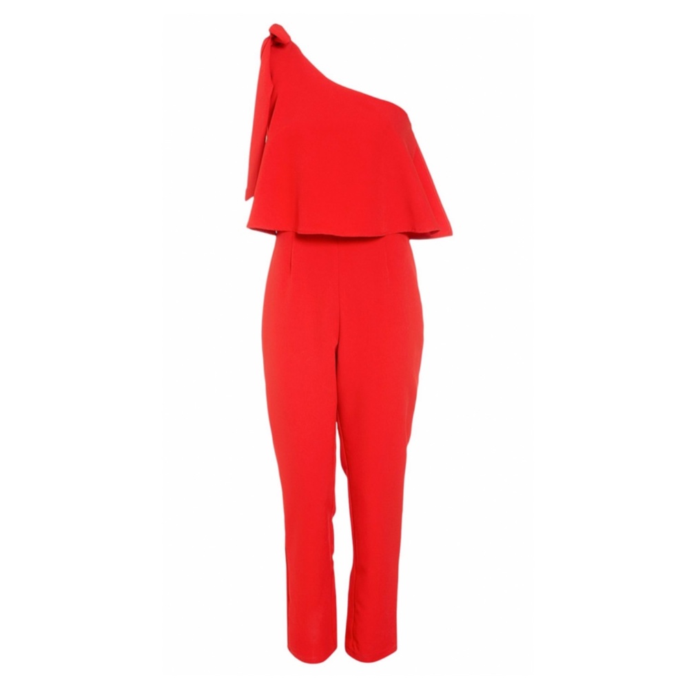 One Shoulder Ruffle Embellished Jumpsuit - Picture 2 of 5